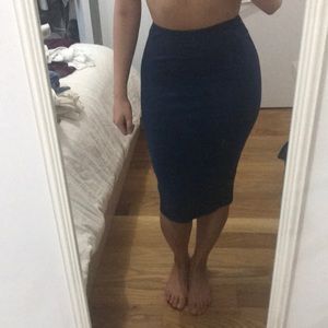 American apparel blue midi skirt
